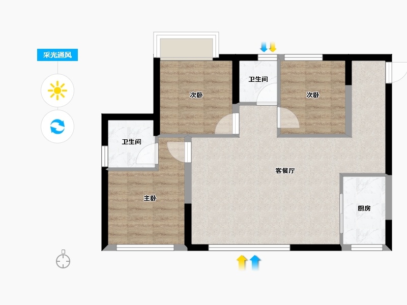 四川省-眉山市-万达星光宸樾-65.88-户型库-采光通风