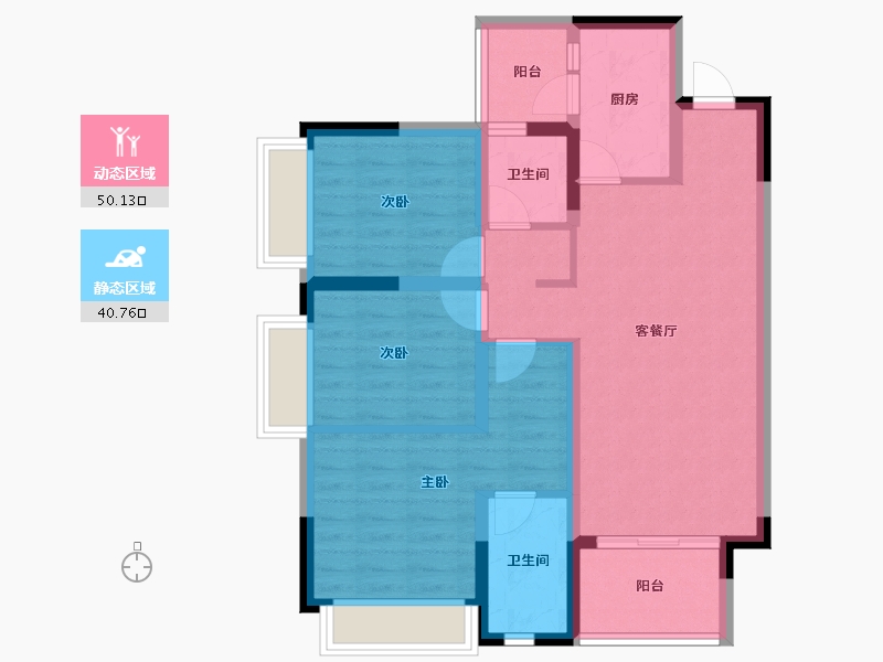 四川省-眉山市-雅居乐锦城-80.16-户型库-动静分区