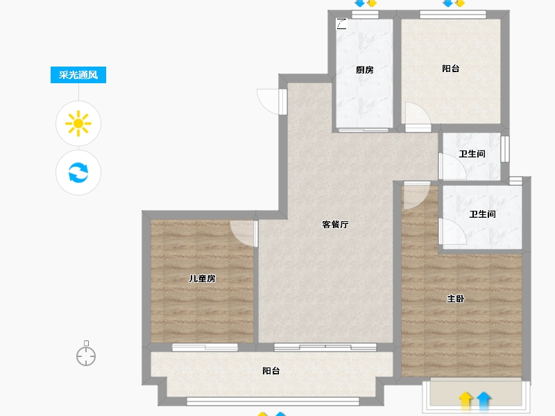 安徽省-滁州市-金鹏朗月书院-86.40-户型库-采光通风