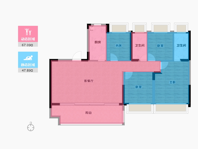 安徽省-滁州市-碧桂园奥能罗马世纪城二期-104.00-户型库-动静分区