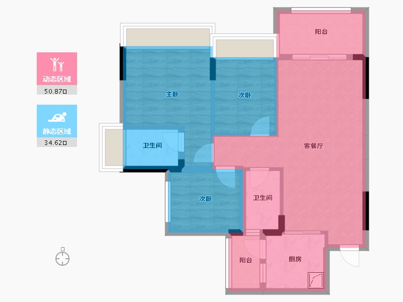 广东省-清远市-锦泰·城际壹号-75.78-户型库-动静分区