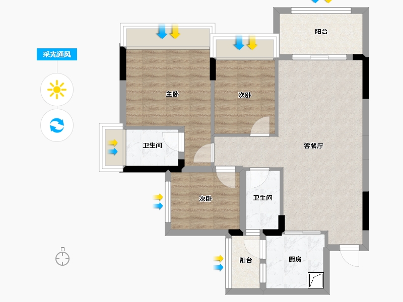 广东省-清远市-锦泰·城际壹号-75.78-户型库-采光通风