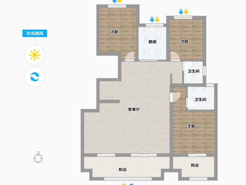 安徽省-蚌埠市-荣盛阳光城·檀府-108.00-户型库-采光通风