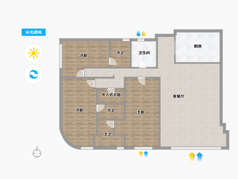 四川省-成都市-阿玛尼艺术公寓-126.99-户型库-采光通风