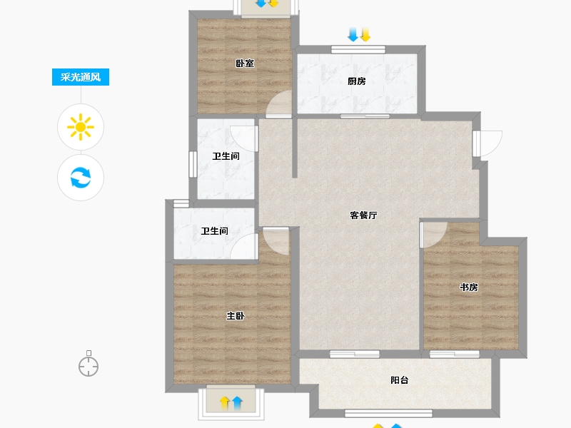 江西省-九江市-中海国际社区-92.00-户型库-采光通风