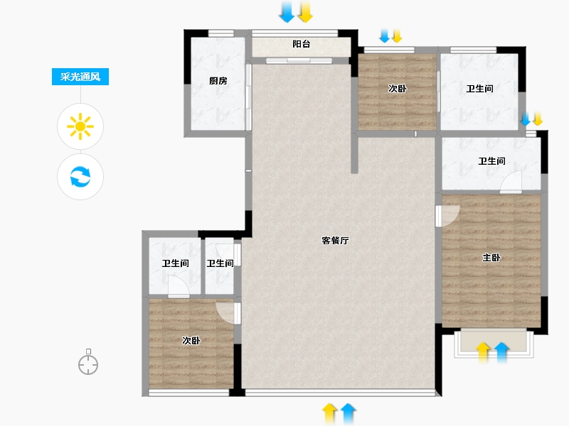 宁夏回族自治区-银川市-光耀和玺-138.32-户型库-采光通风