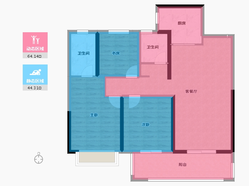 安徽省-蚌埠市-荣盛兰凌御府-96.80-户型库-动静分区