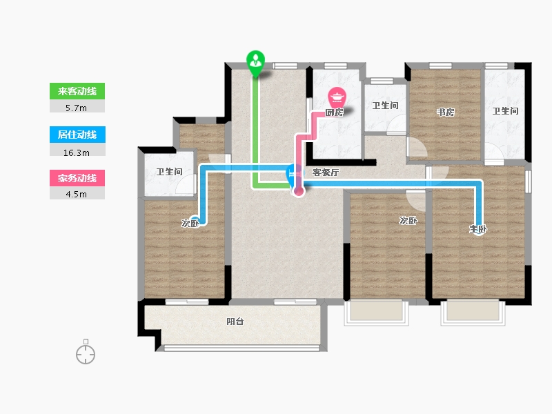 安徽省-蚌埠市-荣盛兰凌御府-130.40-户型库-动静线