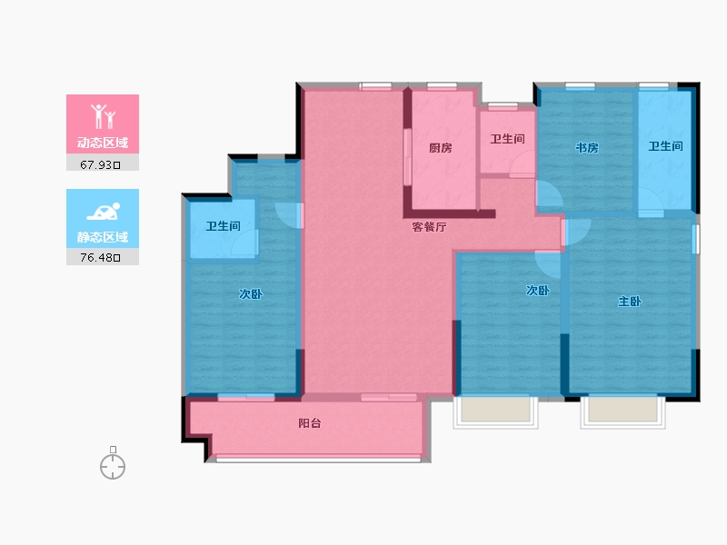 安徽省-蚌埠市-荣盛兰凌御府-130.40-户型库-动静分区