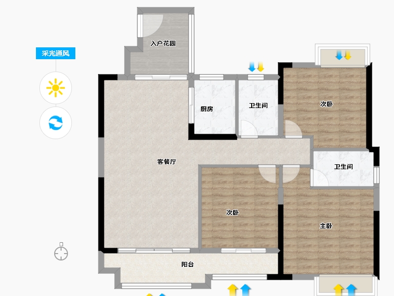 湖南省-湘潭市-湘江富力城-114.03-户型库-采光通风