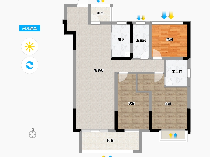 安徽省-滁州市-国建理想湾-96.01-户型库-采光通风