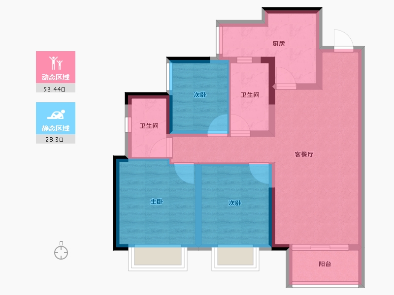 四川省-眉山市-旭辉云樾天境-71.84-户型库-动静分区