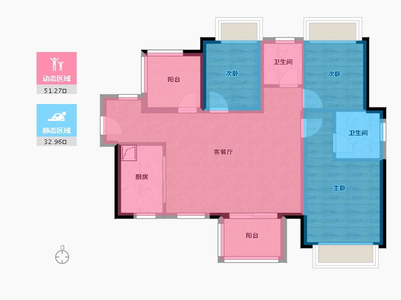 广东省-清远市-龙湖当代·春江悦茗ΜΟΜΛ-74.51-户型库-动静分区