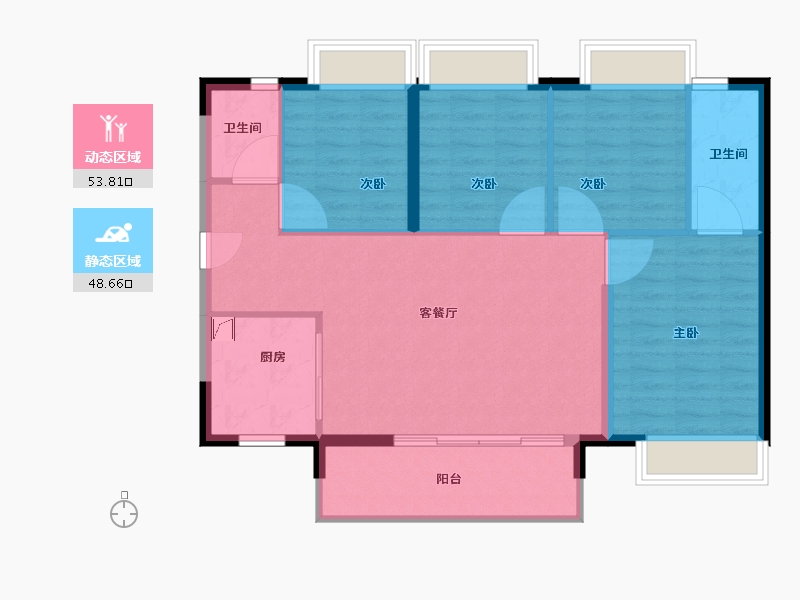 广东省-江门市-时代雁山湖(鹤山)-93.53-户型库-动静分区