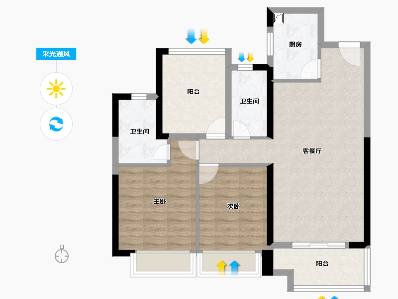 安徽省-滁州市-雅居乐御宾府-78.40-户型库-采光通风