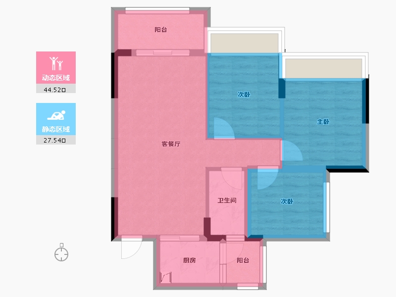 广东省-清远市-锦泰·城际壹号-63.87-户型库-动静分区