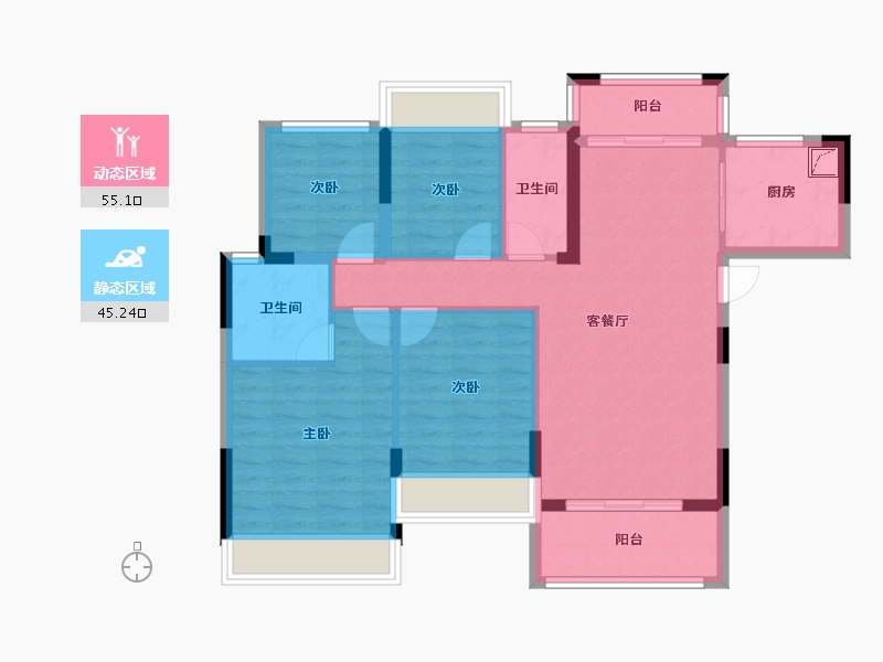 广东省-清远市-锦泰·城际壹号-89.57-户型库-动静分区