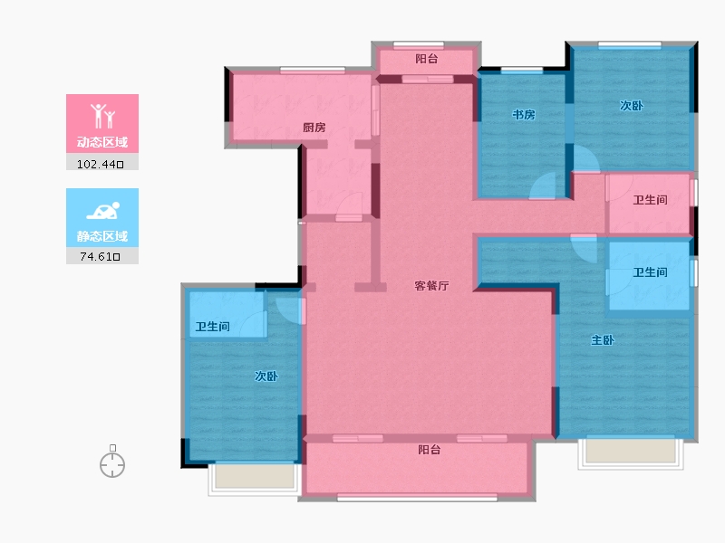 安徽省-蚌埠市-荣盛兰凌御府-158.40-户型库-动静分区