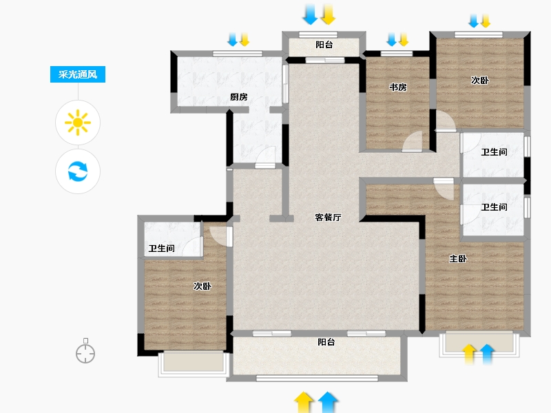 安徽省-蚌埠市-荣盛兰凌御府-158.40-户型库-采光通风