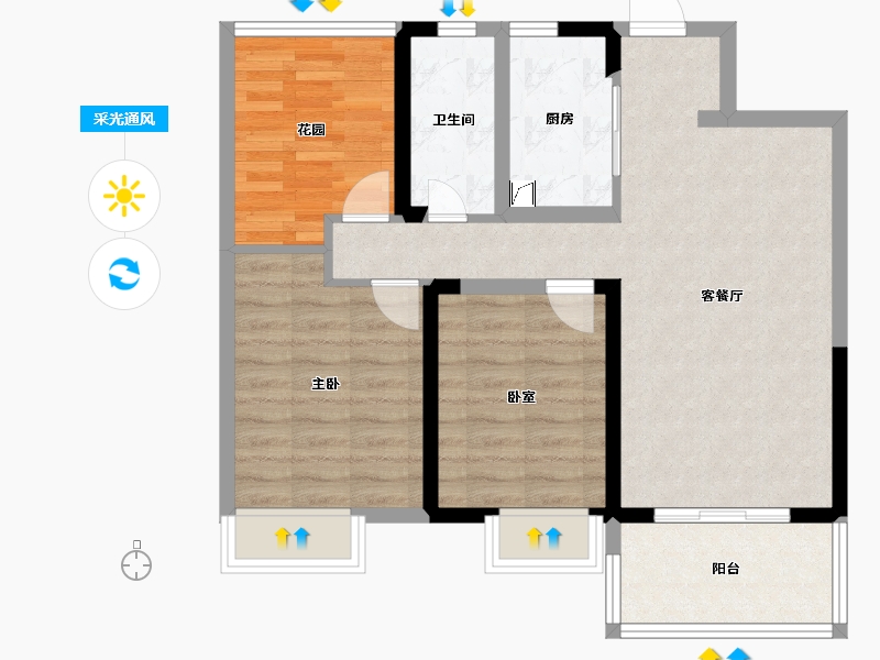 安徽省-滁州市-国建理想湾-76.00-户型库-采光通风