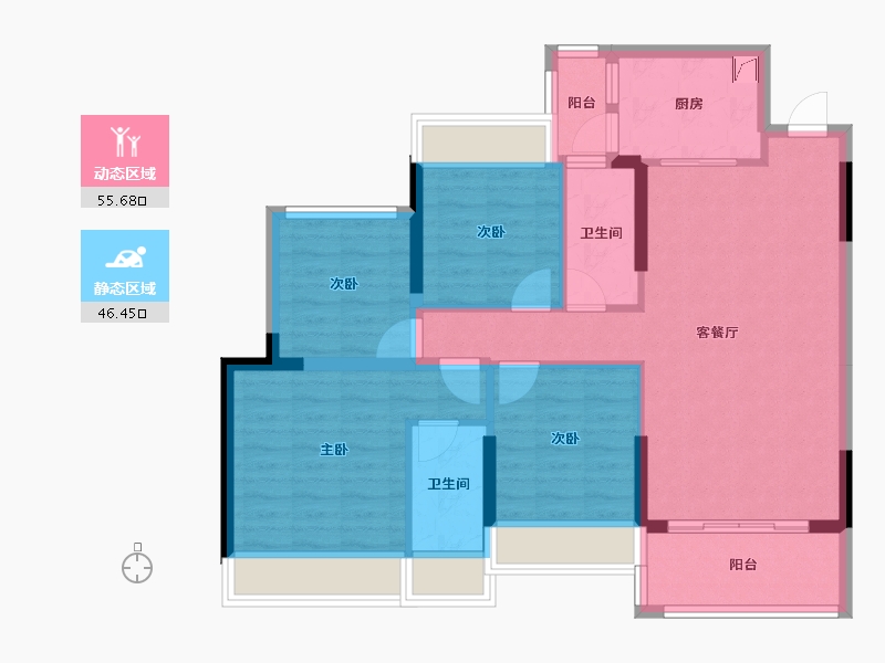 广东省-清远市-锦泰·城际壹号-90.99-户型库-动静分区