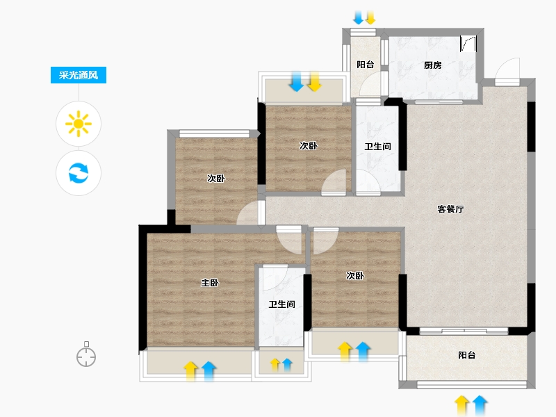 广东省-清远市-锦泰·城际壹号-90.99-户型库-采光通风