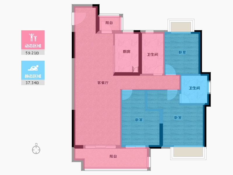 湖北省-武汉市-富力绿都中央公园-86.40-户型库-动静分区