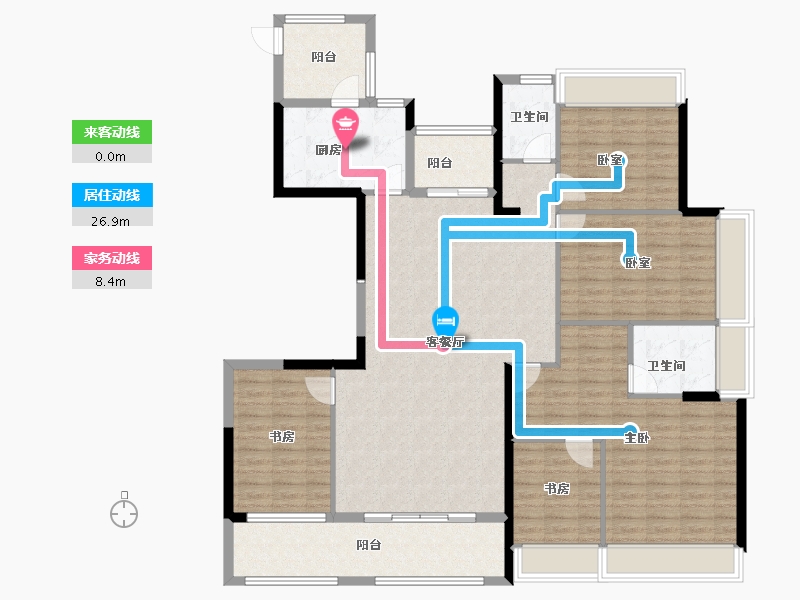 河南省-南阳市-七零公馆-152.15-户型库-动静线