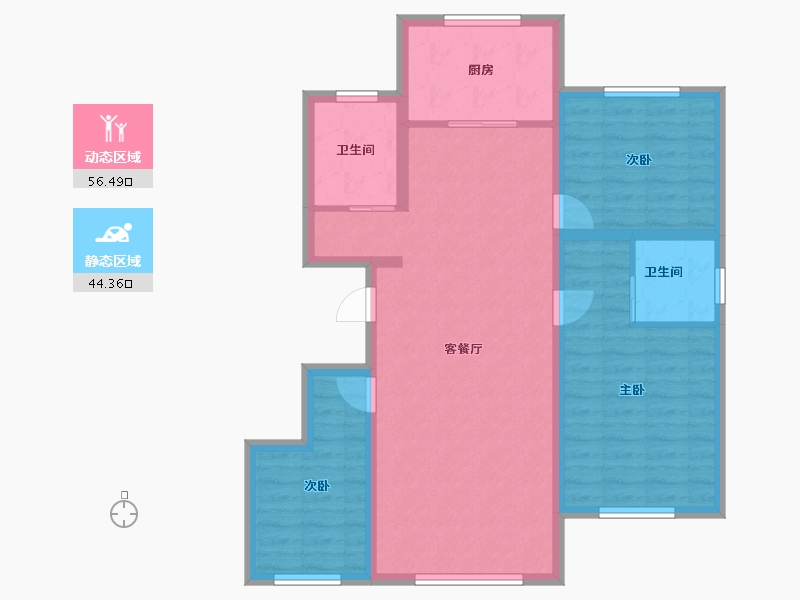 新疆维吾尔自治区-乌鲁木齐市-绿星花园-90.40-户型库-动静分区