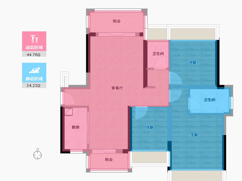 广东省-清远市-山水名成-69.61-户型库-动静分区