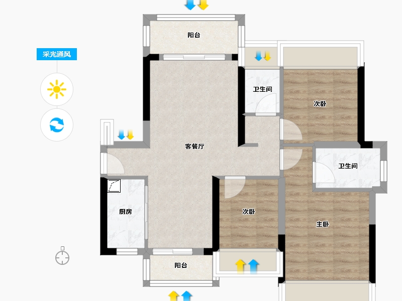 广东省-清远市-山水名成-69.61-户型库-采光通风