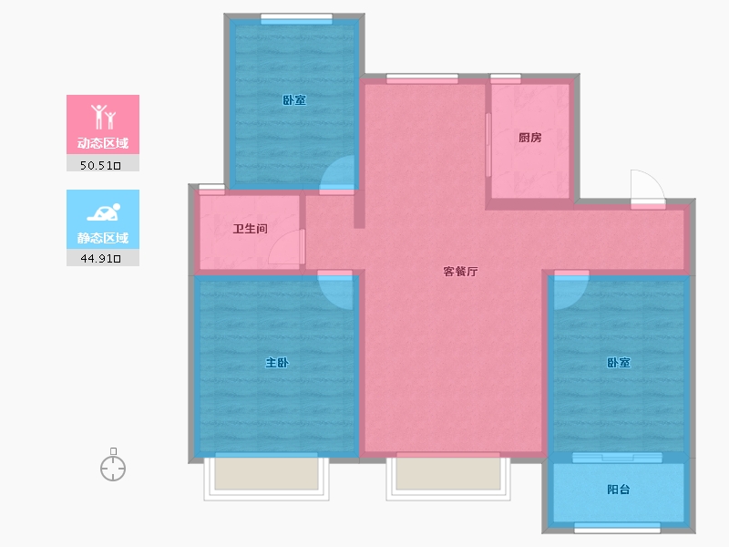 河北省-沧州市-奥莱领世郡-84.93-户型库-动静分区