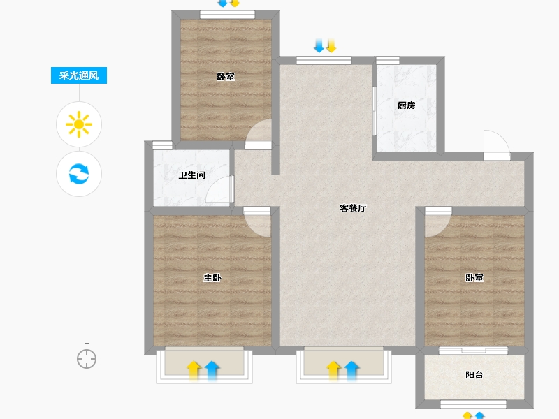 河北省-沧州市-奥莱领世郡-84.93-户型库-采光通风