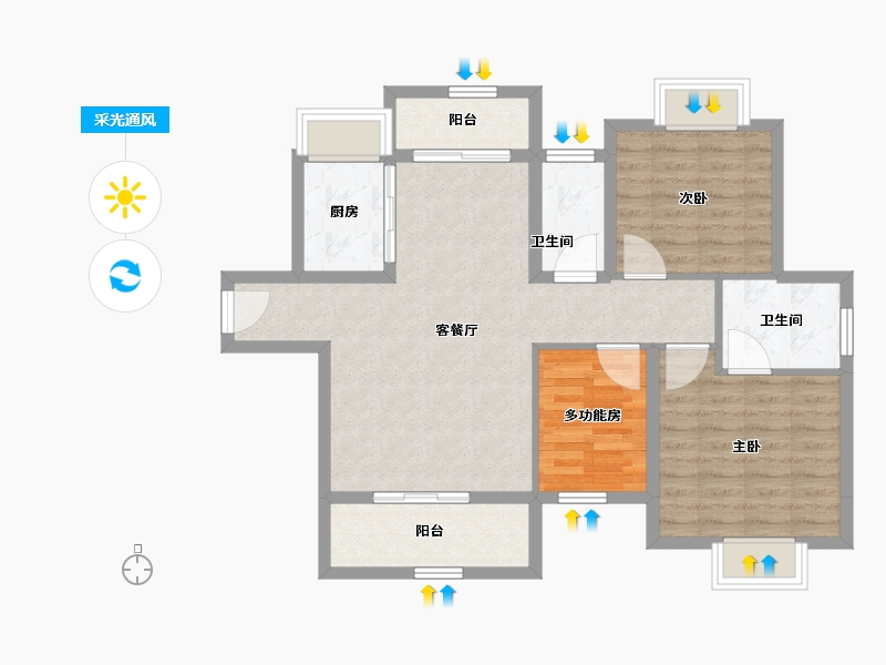 广东省-江门市-骏景湾领峰-82.95-户型库-采光通风