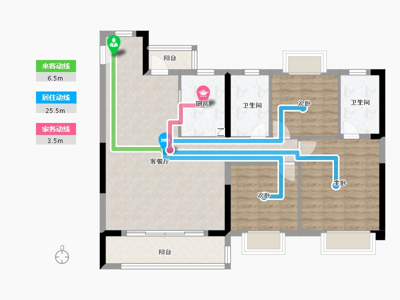 湖北省-武汉市-富力绿都中央公园-96.00-户型库-动静线