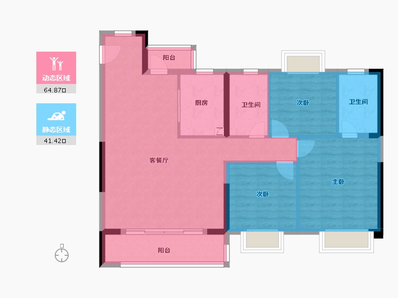 湖北省-武汉市-富力绿都中央公园-96.00-户型库-动静分区