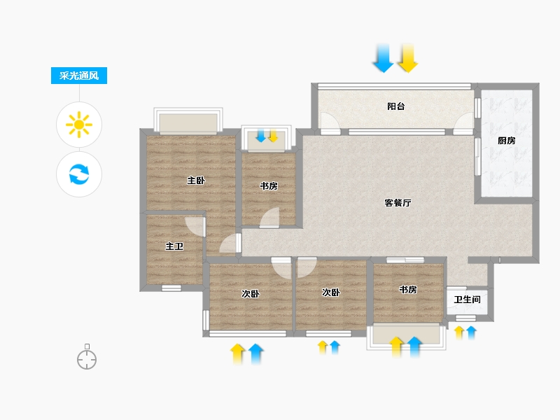 四川省-成都市-成都长虹天樾-113.89-户型库-采光通风