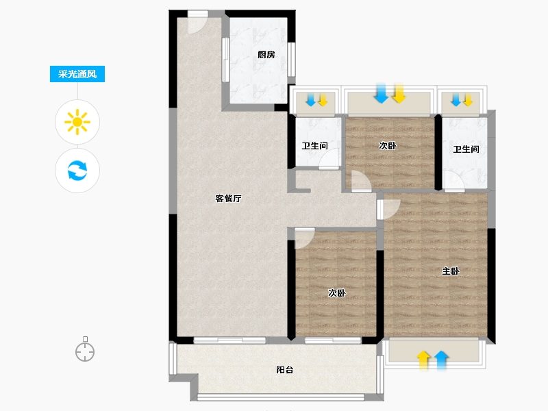 山西省-阳泉市-新基业·悦江壹号-100.21-户型库-采光通风