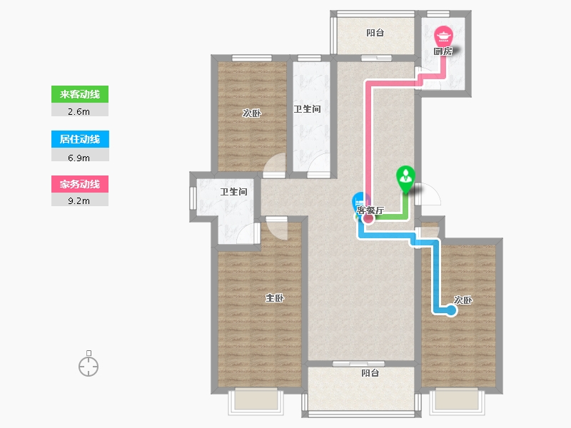 山东省-淄博市-舒香苑-123.00-户型库-动静线