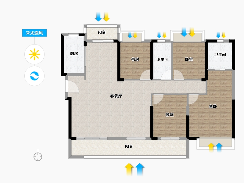 湖南省-湘潭市-湘江富力城-136.00-户型库-采光通风