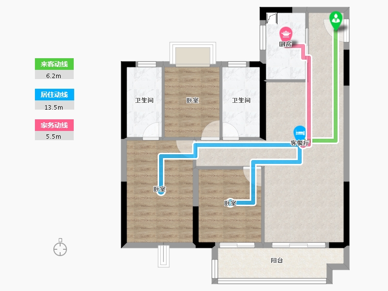 湖北省-武汉市-富力绿都中央公园-83.00-户型库-动静线