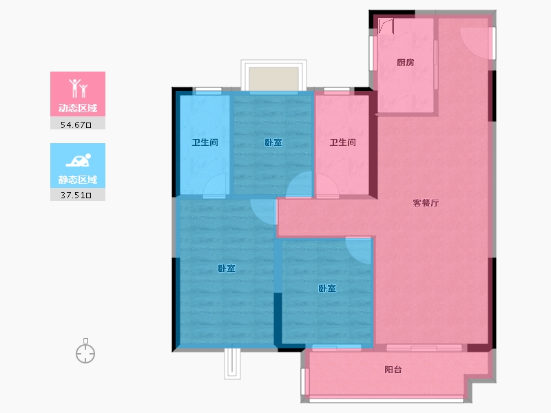 湖北省-武汉市-富力绿都中央公园-83.00-户型库-动静分区