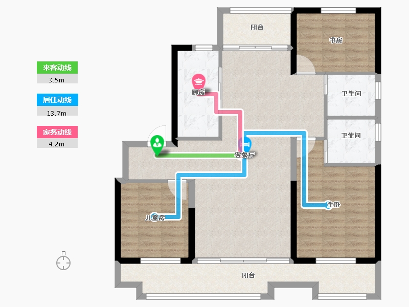 河北省-沧州市-中梁宏宇左岸风华-100.00-户型库-动静线