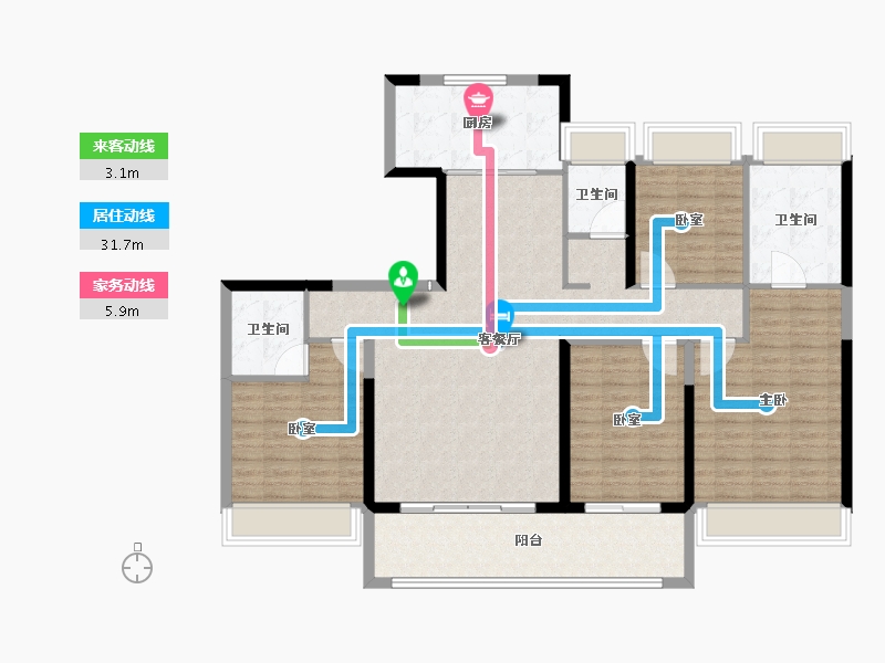 河南省-南阳市-南阳建业云境-134.40-户型库-动静线