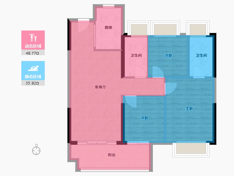 广东省-江门市-大悦城·新悦锦云-76.30-户型库-动静分区