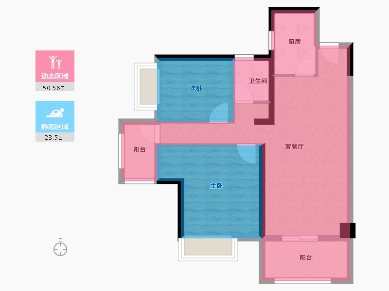 湖南省-郴州市-融华上品璟苑-65.27-户型库-动静分区