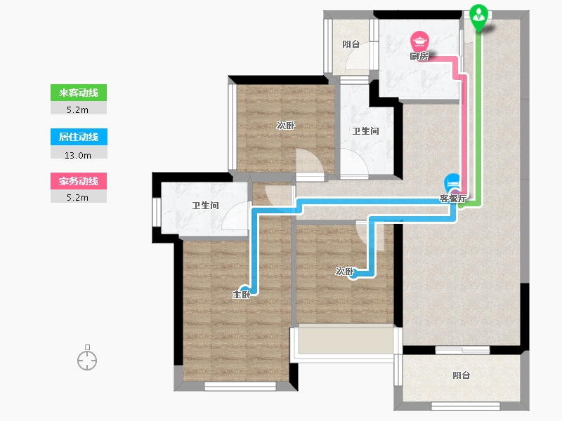 广东省-佛山市-龙光·天瀛-77.29-户型库-动静线