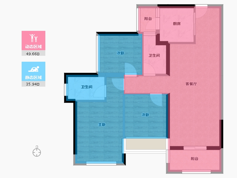 广东省-佛山市-龙光·天瀛-77.29-户型库-动静分区