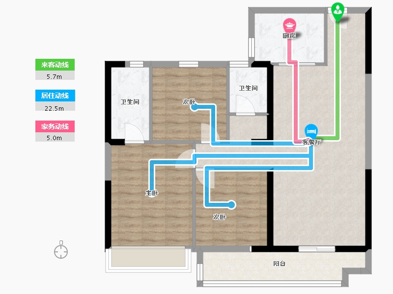 湖北省-潜江市-碧桂园珑悦-90.05-户型库-动静线