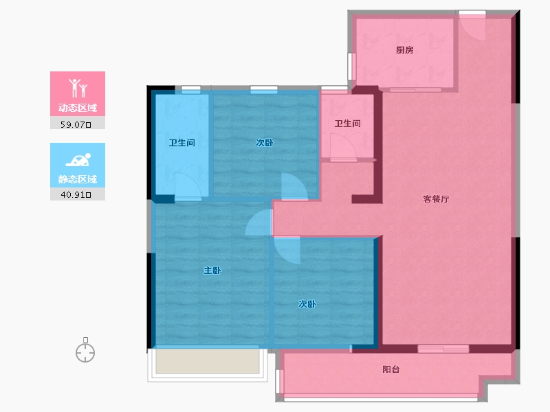 湖北省-潜江市-碧桂园珑悦-90.05-户型库-动静分区